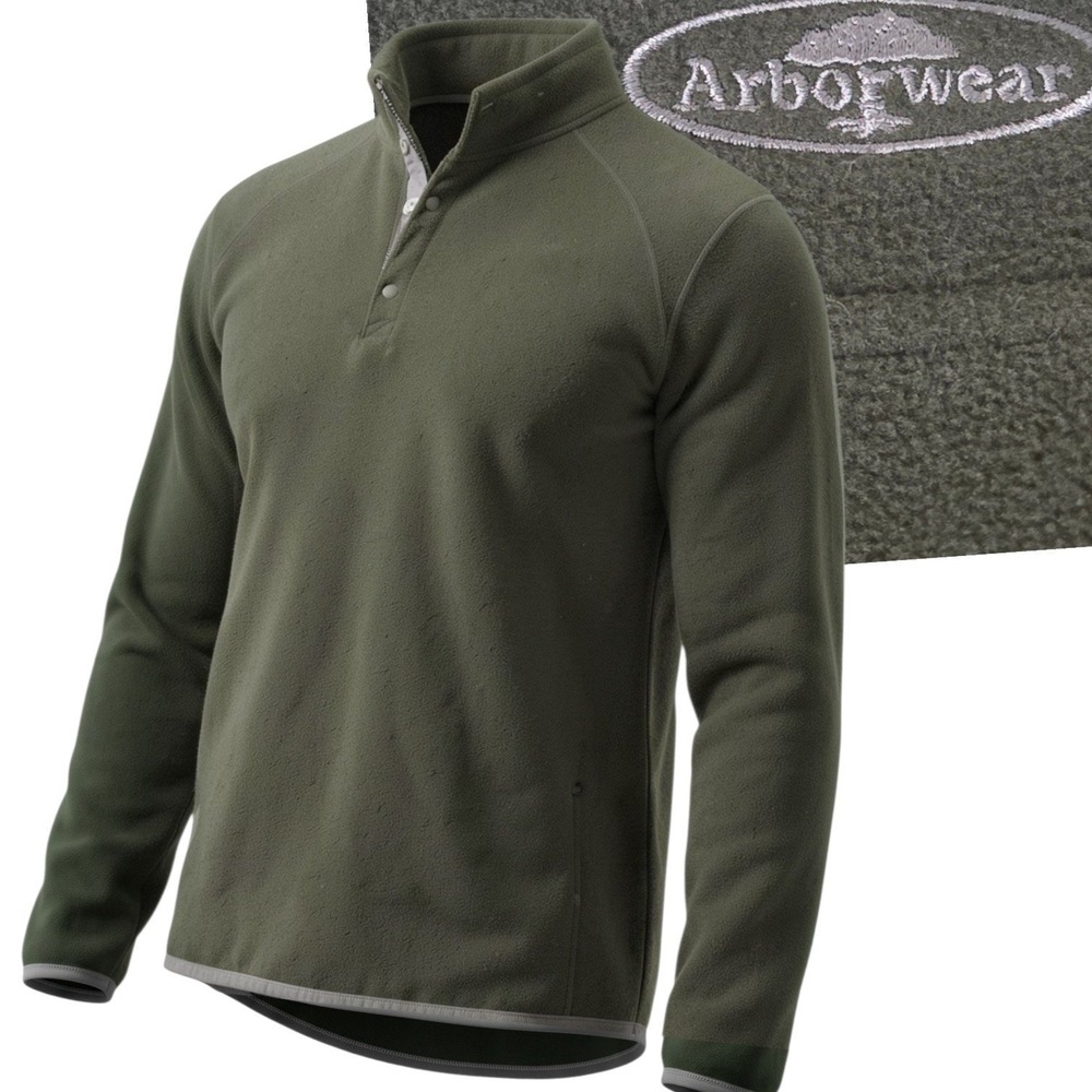 Arborwear Fleece Pullover Men 3XL Green Quarter Snap Raglan Sleeve Mock Neck